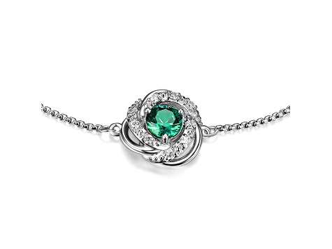 Green Lab Created Emerald Rhodium Over Sterling Silver Bracelet 0.47ctw