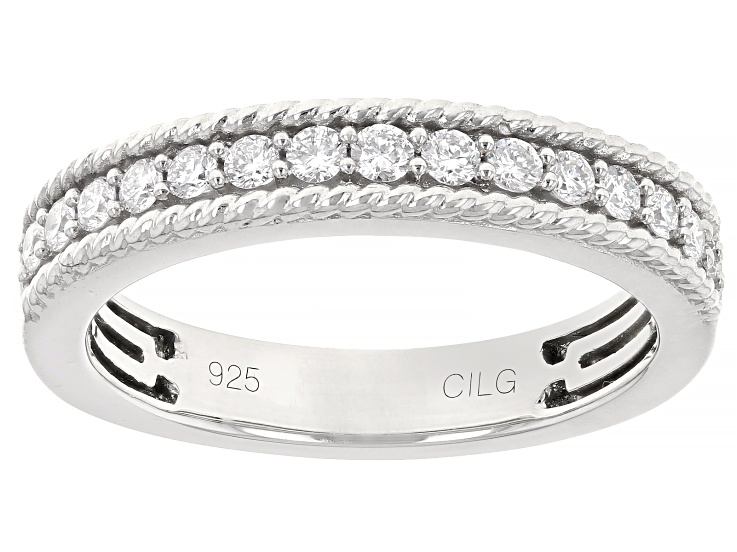 White Lab-Grown Diamond Rhodium Over Sterling Silver Ring