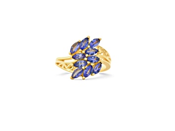 Picture of 18K Yellow Gold Over Sterling Silver Marquise Tanzanite Ring 1.69ctw