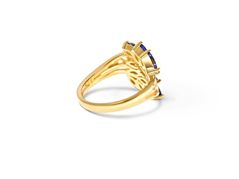 18K Yellow Gold Over Sterling Silver Marquise Tanzanite Ring 1.69ctw