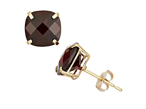 Red Garnet 10k Yellow Gold Stud Earrings 2.80ctw