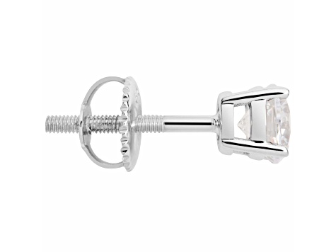 White Cubic Zirconia 14k White Gold Single Stud With Velvet Gift Box 0.50ctw