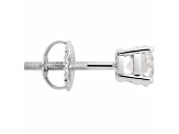 White Cubic Zirconia 14k White Gold Single Stud With Velvet Gift Box 0.50ctw