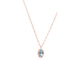 Pear Aquamarine and Cubic Zirconia 18K Rose Gold Over Sterling Silver Pendant with chain, 6.06ctw