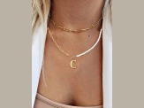 14K Gold Over Brass Initial Pearl Simulant Link Chain Necklace Letter C