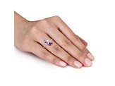 1.70ctw Amethyst And Diamond 14k Rose Gold Ring