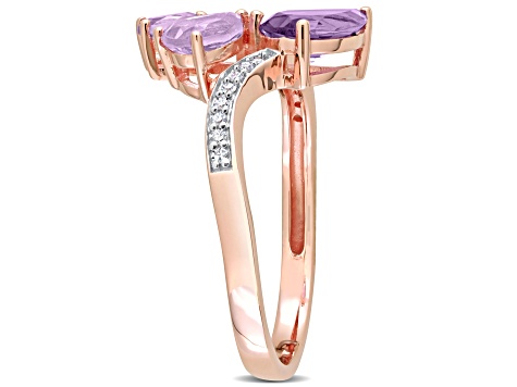 1.70ctw Amethyst And Diamond 14k Rose Gold Ring