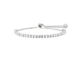 Round Lab Created White Sapphire Sterling Silver Bolo Bracelet 4.03ctw