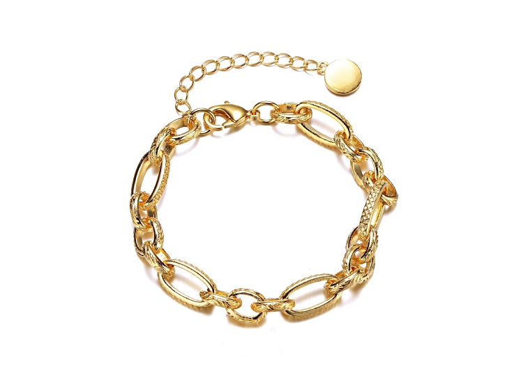 Clear Cubic Zirconia, 14K Yellow Gold Plated over Brass Link