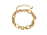 Clear Cubic Zirconia, 14K Yellow Gold Plated over Brass Link Chain Bracelet