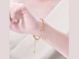 Clear Cubic Zirconia, 14K Yellow Gold Plated over Brass Link Chain Bracelet