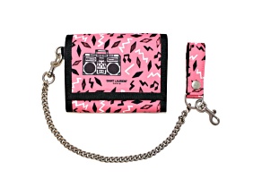 Saint Laurent Buffalo Pink Nylon Radio Chain Trifold Wallet