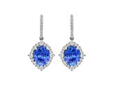 14K White Gold Oval Tanzanite and Diamond Earrings 5.04ctw