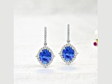 14K White Gold Oval Tanzanite and Diamond Earrings 5.04ctw