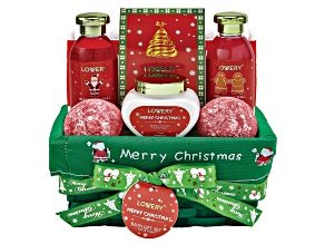 Lovery Bath And Body Christmas Gift Basket - Strawberry & Sandalwood Scent, 7pc