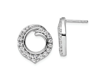 Picture of Rhodium Over 14K White Gold Lab Grown Diamond SI1/SI2, G H I, Circle Post Earrings