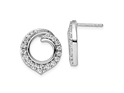 Rhodium Over 14K White Gold Lab Grown Diamond SI1/SI2, G H I, Circle Post Earrings