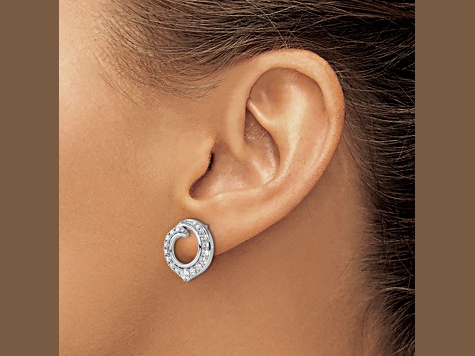Rhodium Over 14K White Gold Lab Grown Diamond SI1/SI2, G H I, Circle Post Earrings