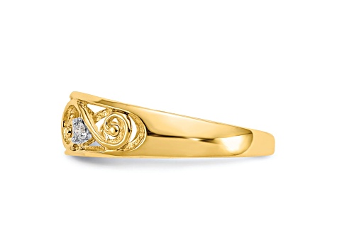 14K Yellow Gold .02ct Diamond Scroll Toe Ring