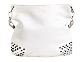 Tods Gommini Textured White Leather Studded Hobo Handbag