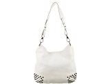 Tods Gommini Textured White Leather Studded Hobo Handbag