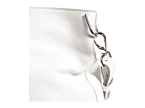 Tods Gommini Textured White Leather Studded Hobo Handbag