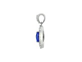 14K White Gold Round Tanzanite and Diamond Pendant 0.85ctw