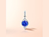 14K White Gold Round Tanzanite and Diamond Pendant 0.85ctw