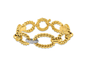 Picture of 14K Yellow Gold with White Rhodium Diamond Twisted Oval 8-inch Bracelet 0.46ctw