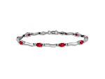 Rhodium Over 14k White Gold Diamond and Ruby Bracelet