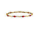 14k Yellow Gold and Rhodium Over 14k Yellow Gold Diamond and Ruby Bracelet