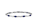 Rhodium Over 14k White Gold Diamond and Sapphire Bracelet