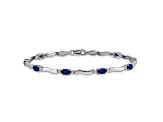 Rhodium Over 14k White Gold Diamond and Sapphire Bracelet