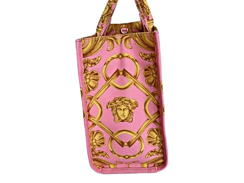 Versace Pastel Pink Signature Print Large Canvas Tote  display picture 3