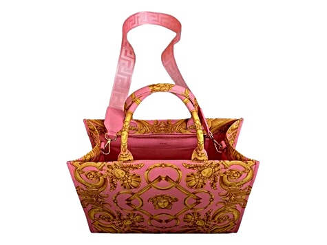Versace Pink and Green Floral Tote Versace Print-Mix Tote Bag In Purple - 50% Off | Editorialist main image 3