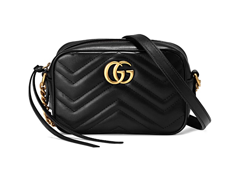 Gucci Mini GG Marmont Matelasse Chevron Black Leather Handbag
