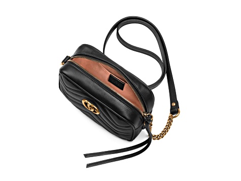 Gucci Mini GG Marmont Matelasse Chevron Black Leather