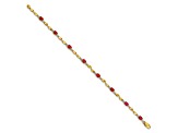 14k Yellow Gold and Rhodium Over 14k Yellow Gold Diamond and Oval Ruby Bracelet