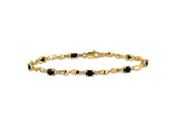 14k Yellow Gold and Rhodium Over 14k Yellow Gold Diamond and Oval Sapphire Bracelet