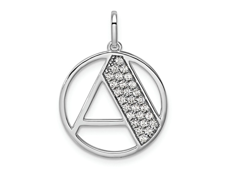 14K White Gold Gatsby Diamond Initial A Charm