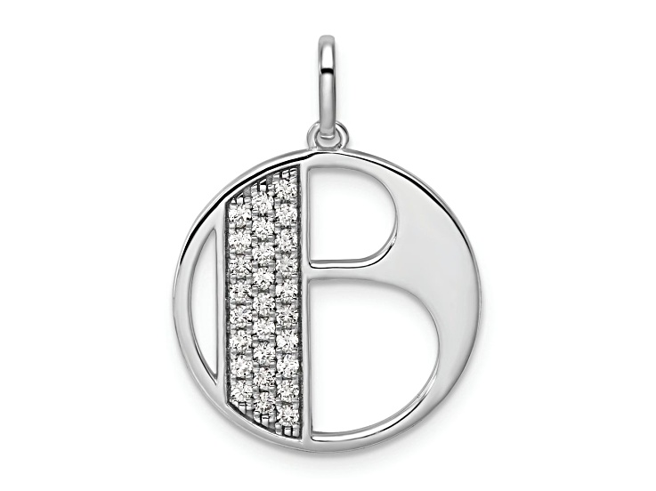 14K White Gold Gatsby Diamond Initial B Charm