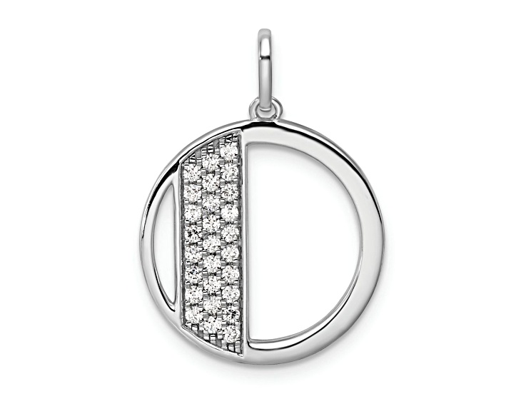 14K White Gold Gatsby Diamond Initial D Charm