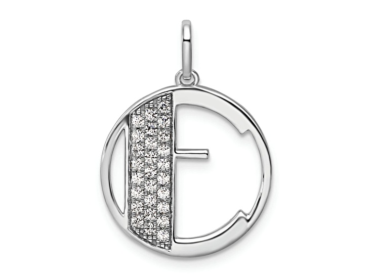 14K White Gold Gatsby Diamond Initial E Charm
