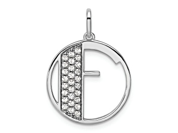 Picture of 14K White Gold Gatsby Diamond Initial F Charm