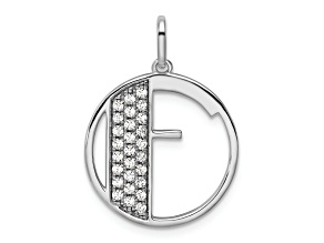 14K White Gold Gatsby Diamond Initial F Charm
