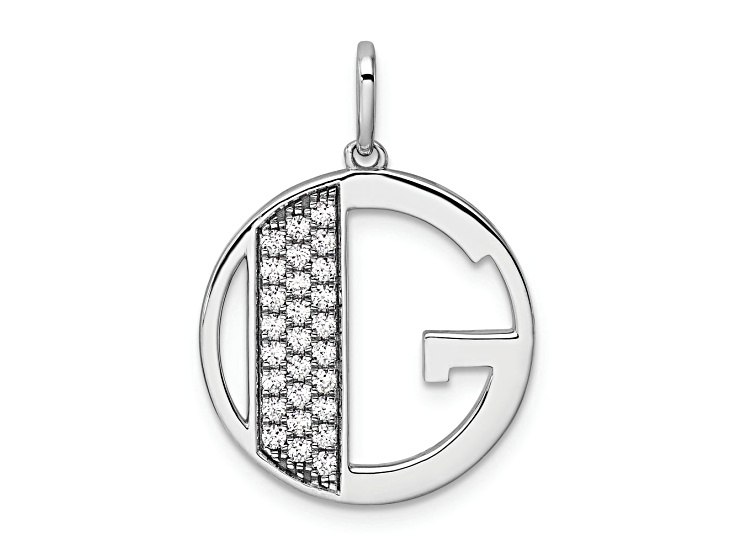 14K White Gold Gatsby Diamond Initial G Charm