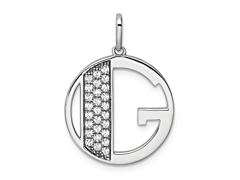 14K White Gold Gatsby Diamond Initial G Charm