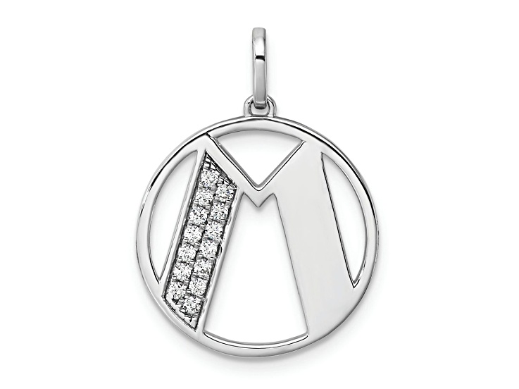 14K White Gold Gatsby Diamond Initial M Charm