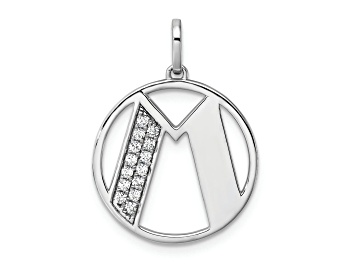 Picture of 14K White Gold Gatsby Diamond Initial M Charm