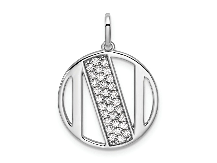 14K White Gold Gatsby Diamond Initial N Charm